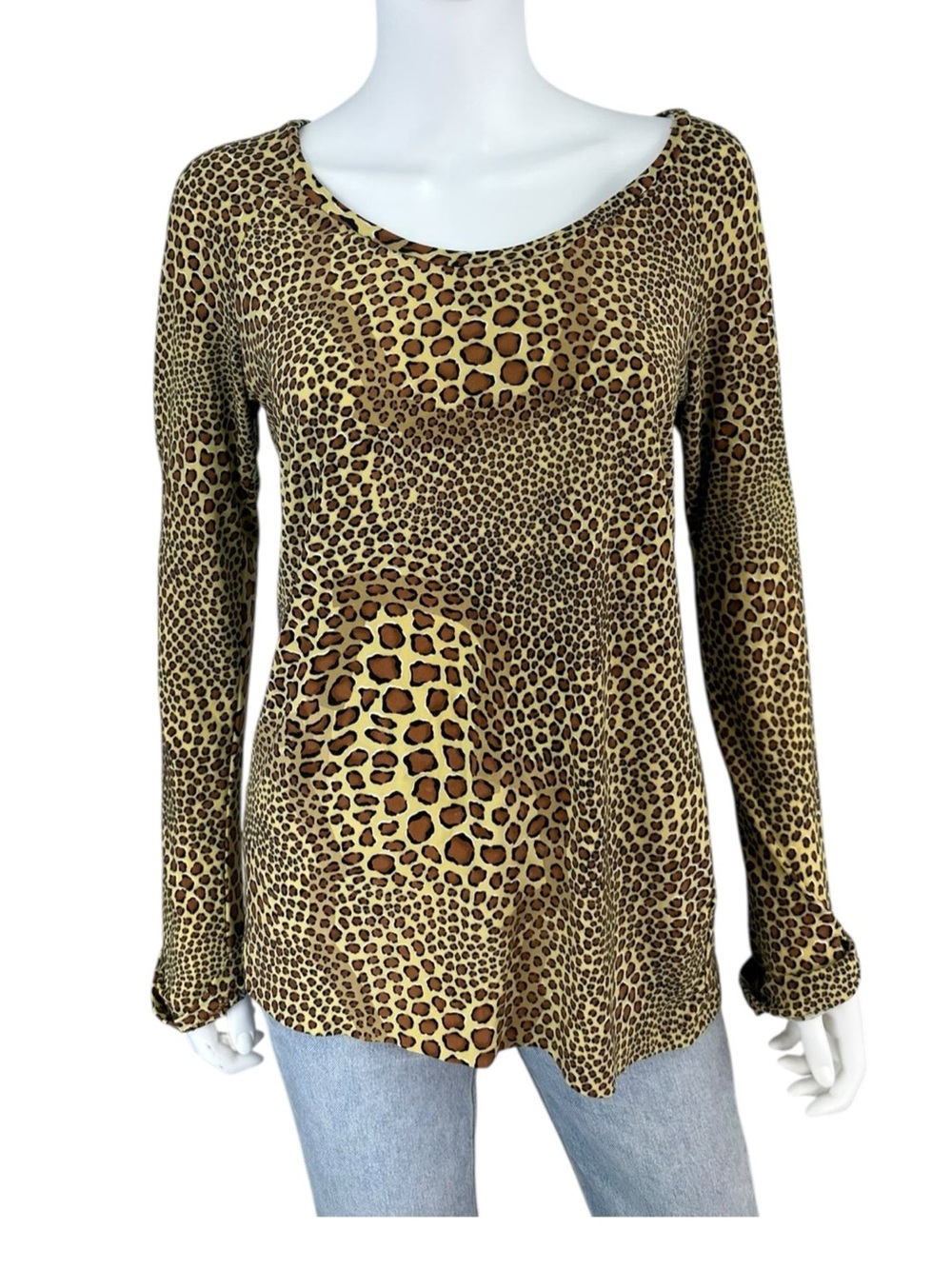 Norma Kamali Brown Leopard Print Knit Top Size L